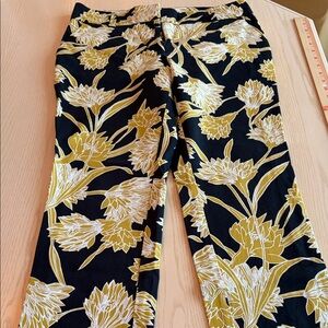 Ann Taylor Factory Black and Gold Floral Pants